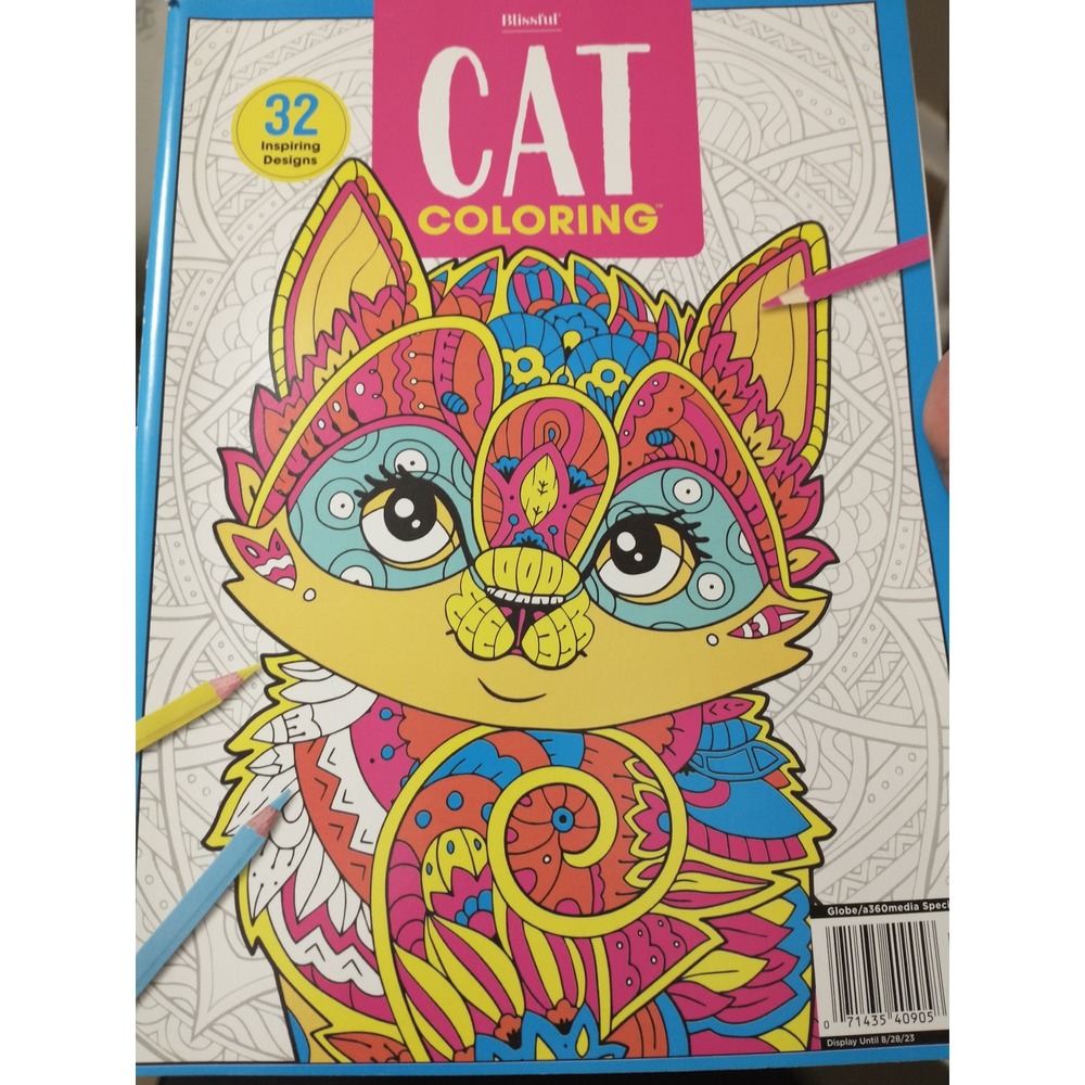 Blissful Cat Coloring Book 32 Inspiring Designs for Adults Globe a360media